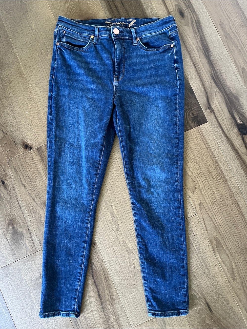 Seven7 Metro Ultra High-Rise Skinny Jeans in Dark Blue - Size 10